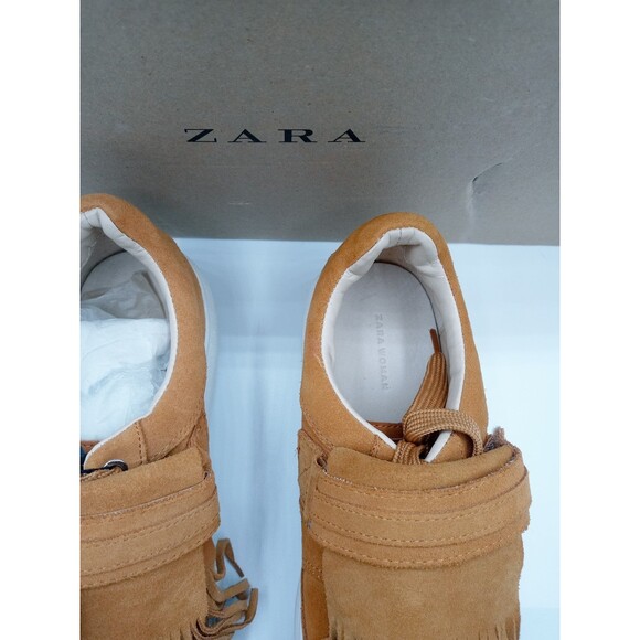 Zara Suede Fringe Sneaker in Deep Caramel size 7.5 - Picture 10 of 12